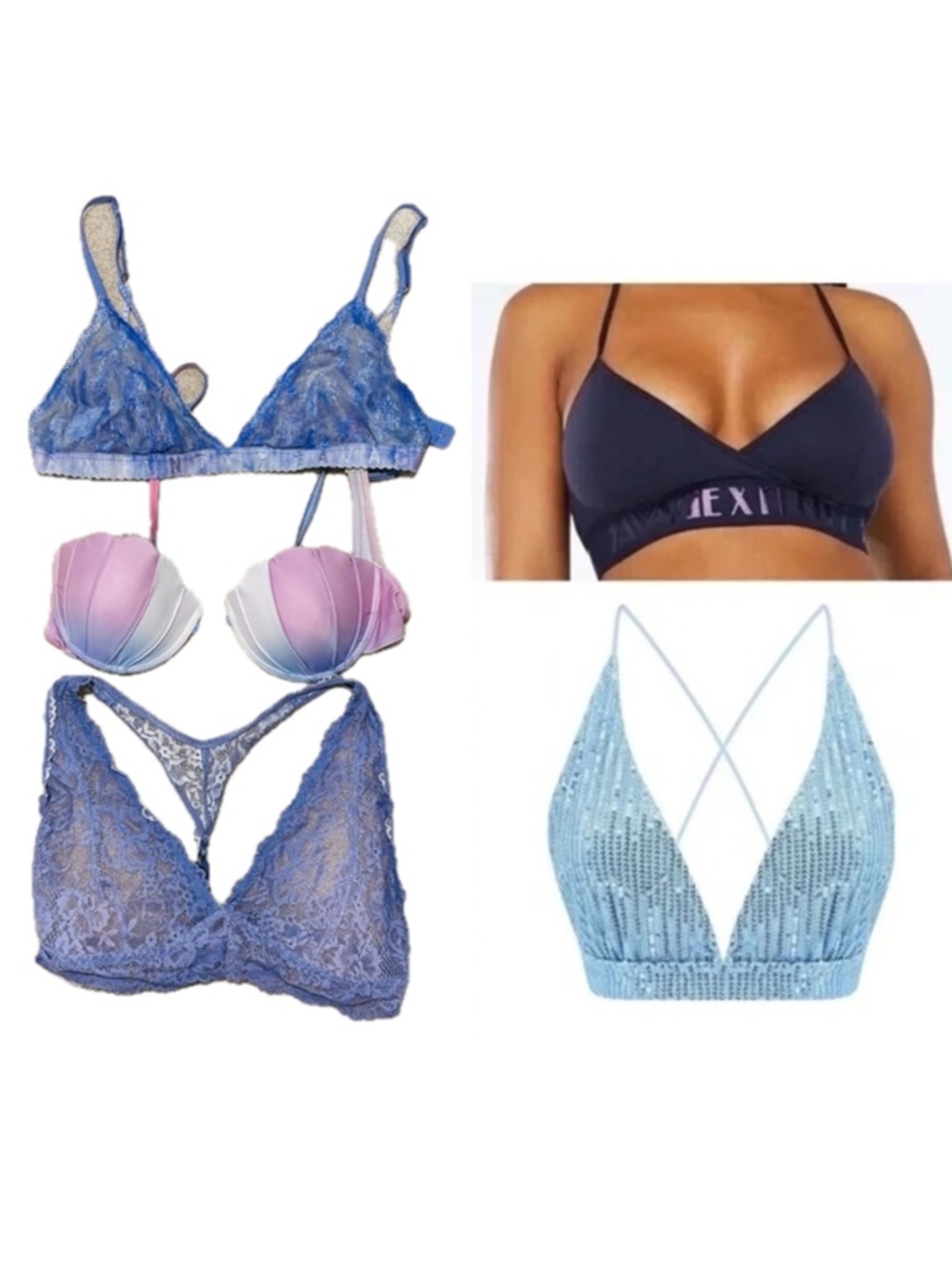 SUPER CUTE Size M Savage x Fenty Purple Lace Bralettes Lot